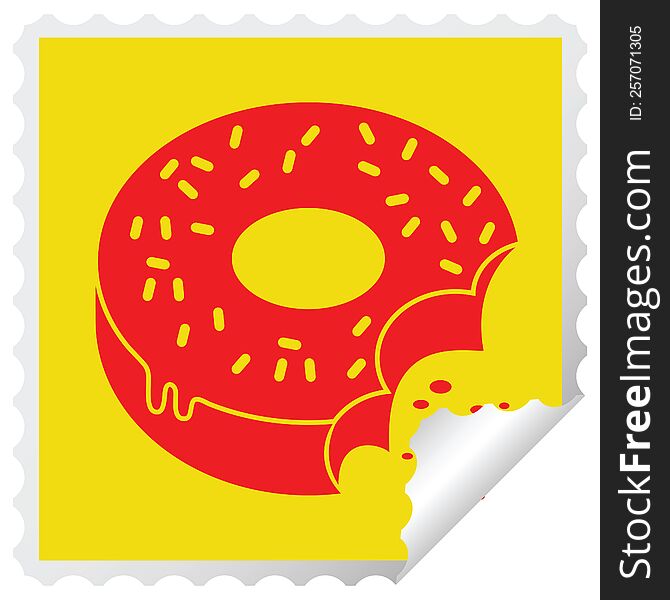 Bitten Frosted Donut Square Peeling Sticker