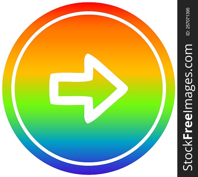 direction arrow circular icon with rainbow gradient finish. direction arrow circular icon with rainbow gradient finish