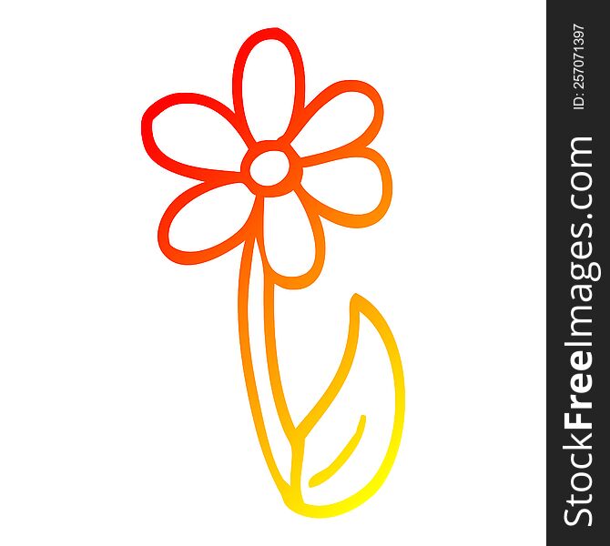 warm gradient line drawing of a cartoon spring flower