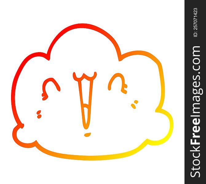 Warm Gradient Line Drawing Happy Cloud Cartoon