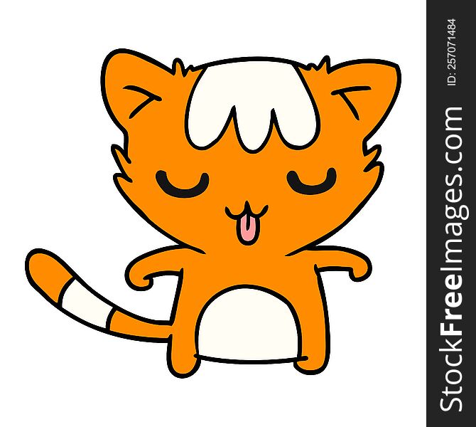 cartoon illustration of a kawaii cute cat. cartoon illustration of a kawaii cute cat