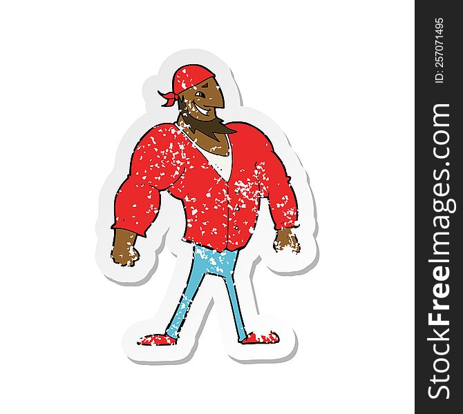 Retro Distressed Sticker Of A Cartoon Manly Sailor Man