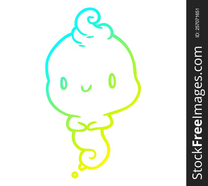 Cold Gradient Line Drawing Cute Cartoon Ghost