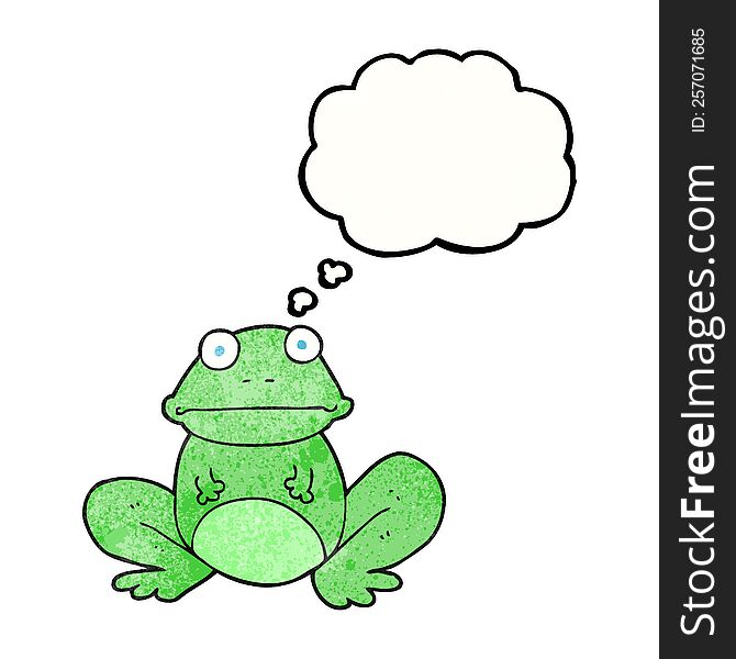 freehand drawn thought bubble textured cartoon frog