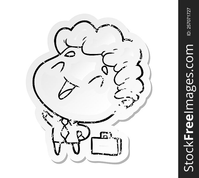 distressed sticker of a cartoon businessman