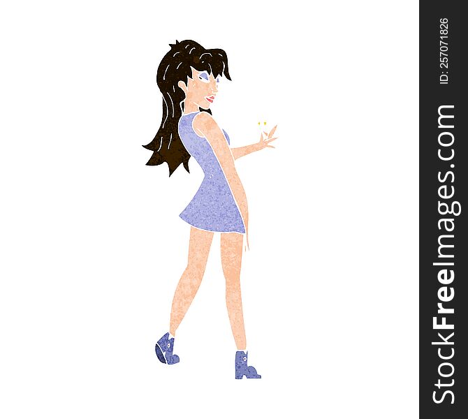 Cartoon Woman Posing In Dress