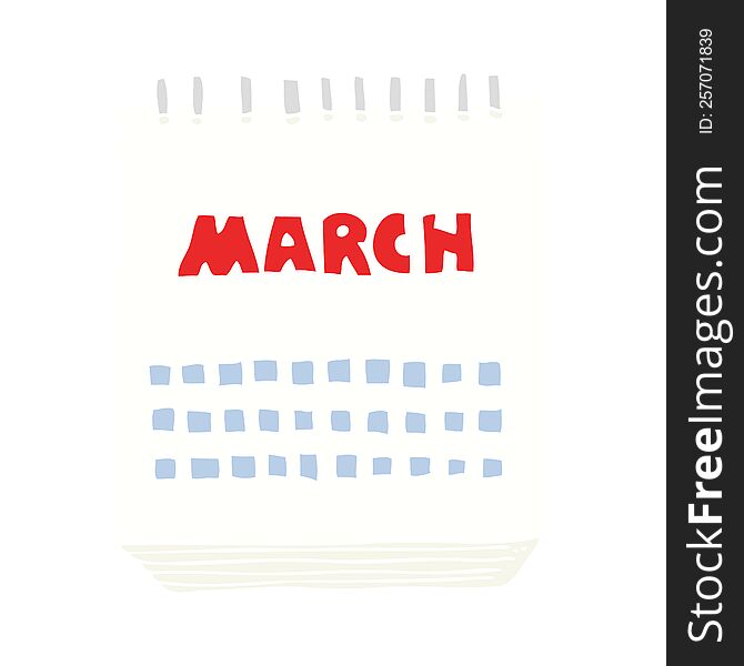 flat color illustration of march calendar. flat color illustration of march calendar