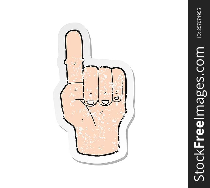 retro distressed sticker of a cartoon pointing finger