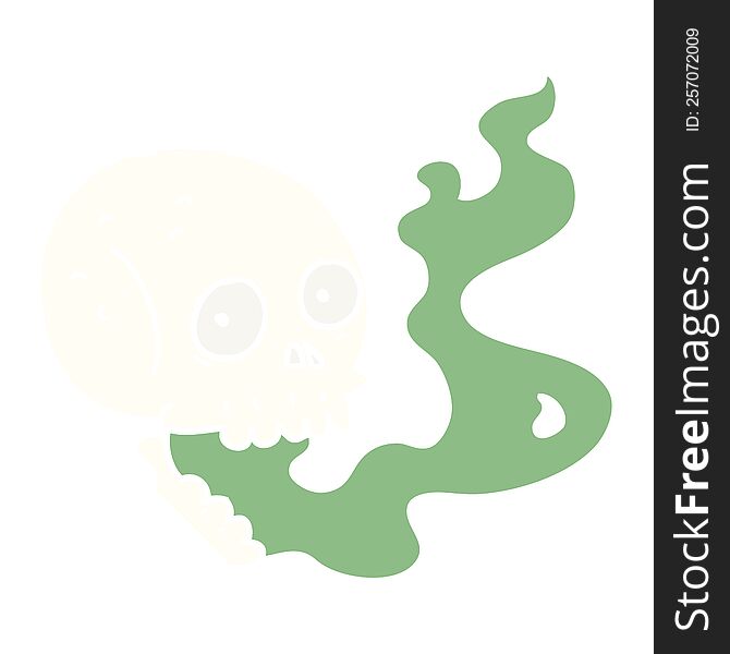 flat color style cartoon haunted skull