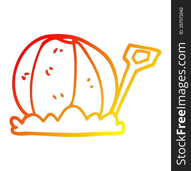 warm gradient line drawing of a cartoon beachball and spade