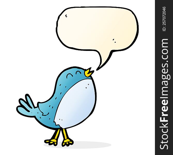 Cartoon Singing Bird With Speech Bubble