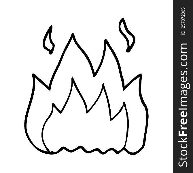 line drawing cartoon fire burning