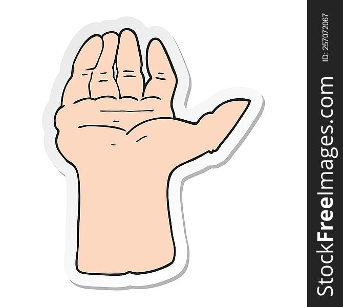 sticker of a cartoon open hand