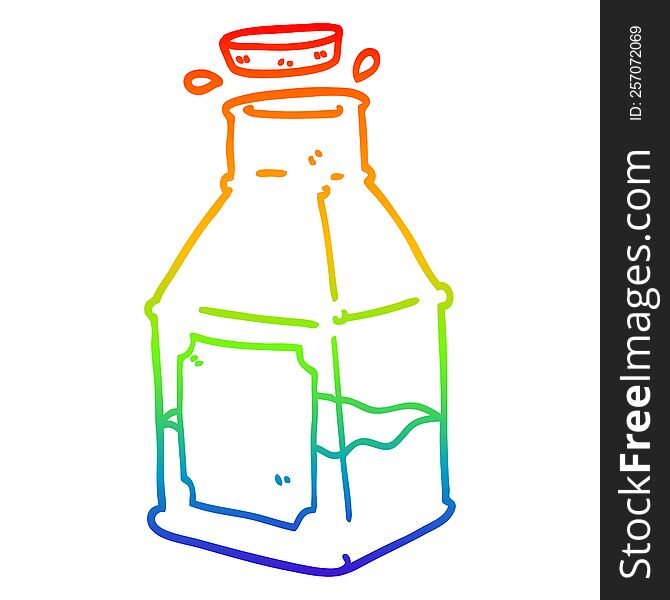 rainbow gradient line drawing of a cartoon drink in decanter