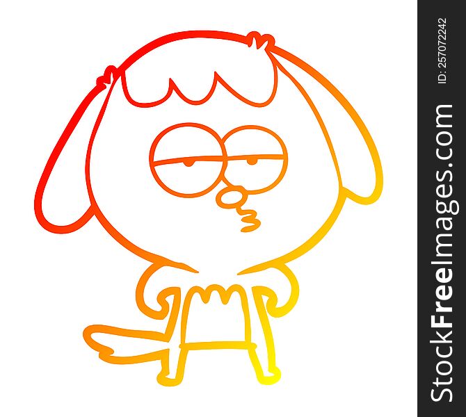 Warm Gradient Line Drawing Cartoon Bored Dog