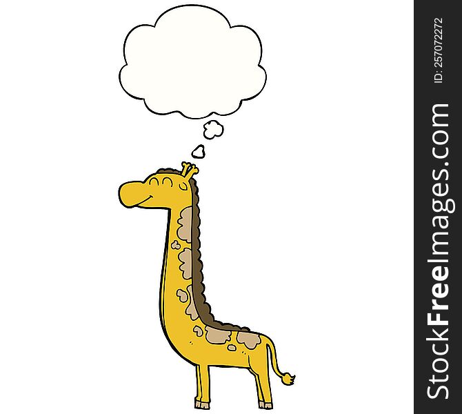 cartoon giraffe with thought bubble. cartoon giraffe with thought bubble