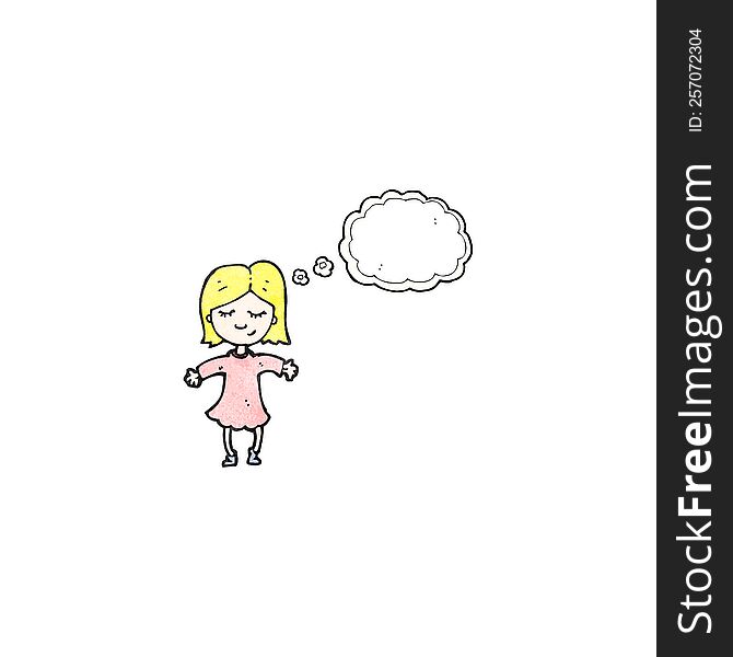 Cartoon Blond Girl Thinking