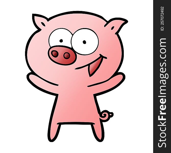 cheerful pig cartoon. cheerful pig cartoon