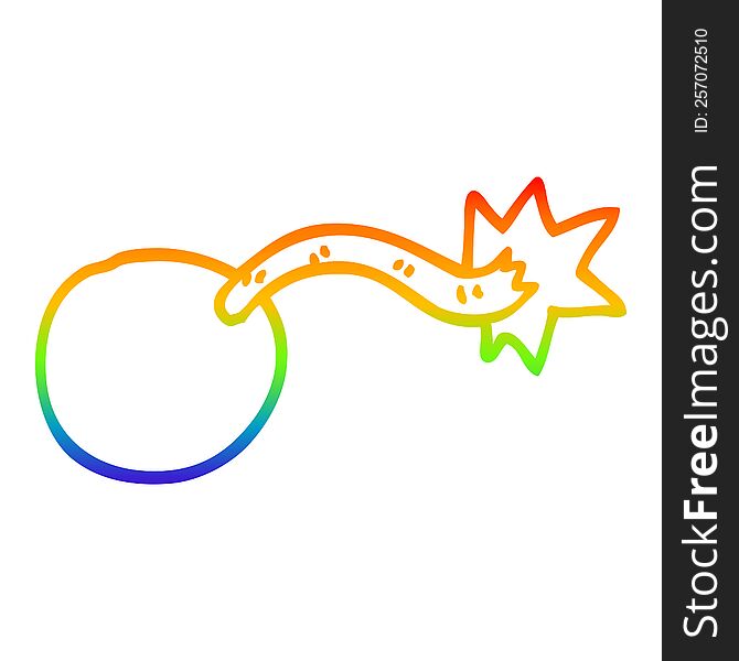 rainbow gradient line drawing of a round cartoon bomb