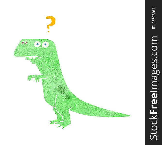 Retro Cartoon Confused Dinosaur