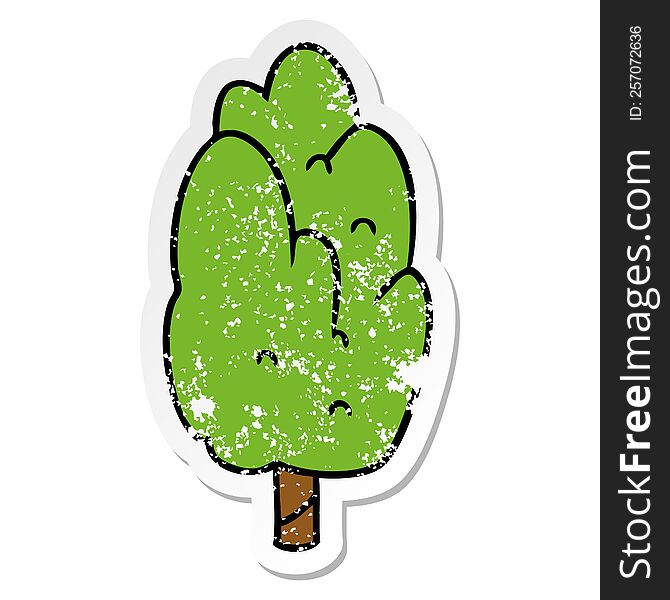 distressed sticker cartoon doodle single green tree