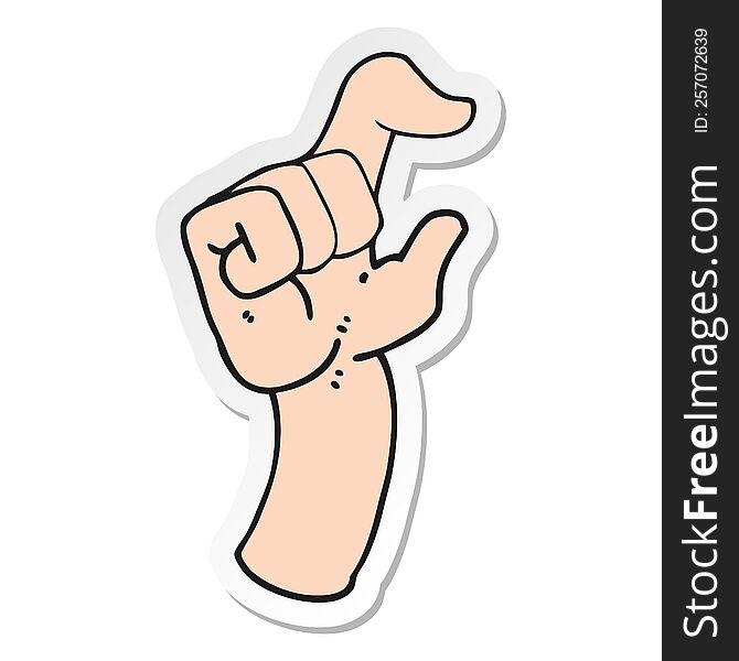 sticker of a cartoon hand making smallness gesture