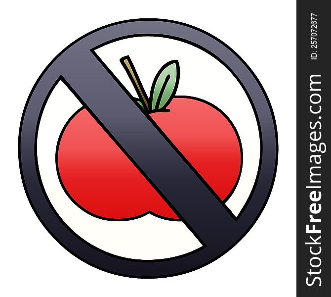 gradient shaded cartoon of a no food allowed sign