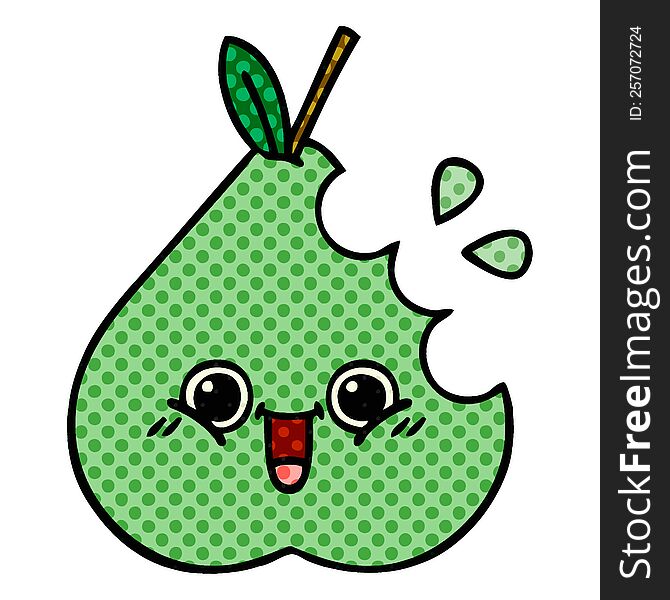 comic book style cartoon green pear