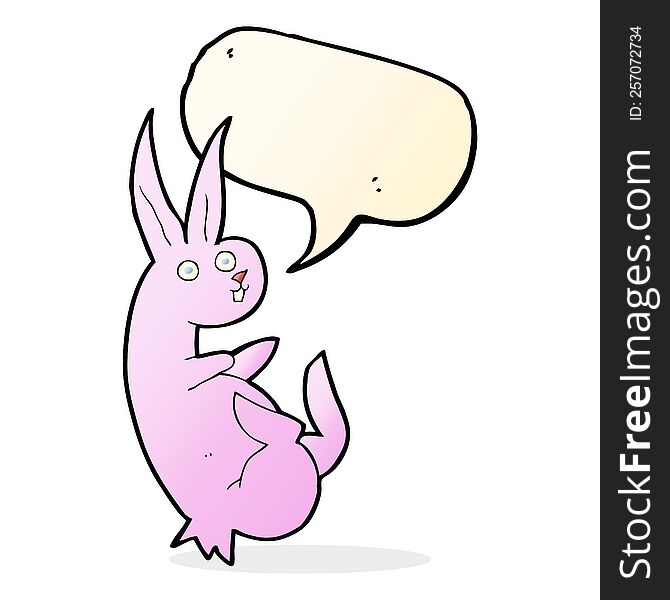 cue cartoon rabbit with speech bubble