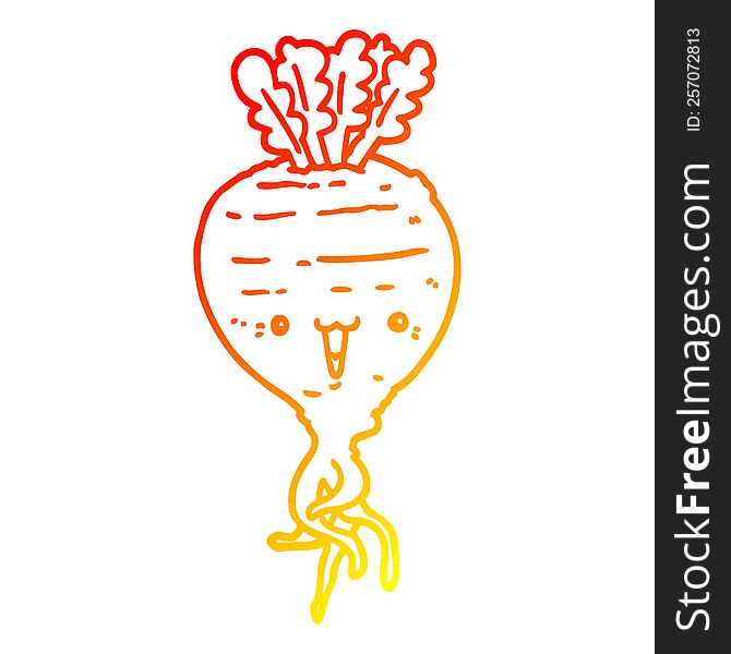 warm gradient line drawing of a cartoon turnip