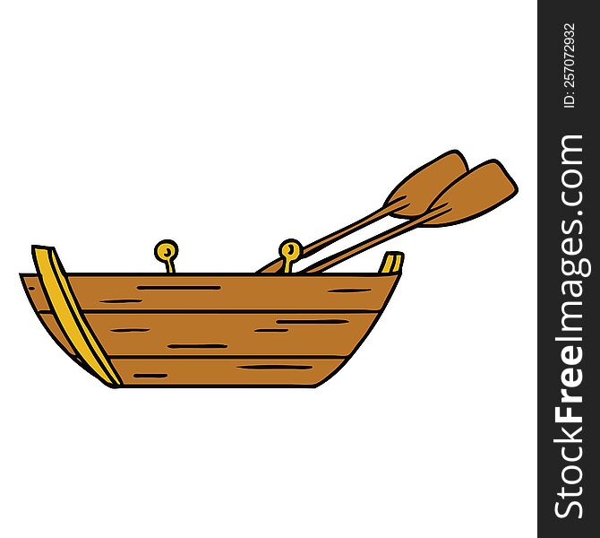 Cartoon Doodle Of A Wooden Boat