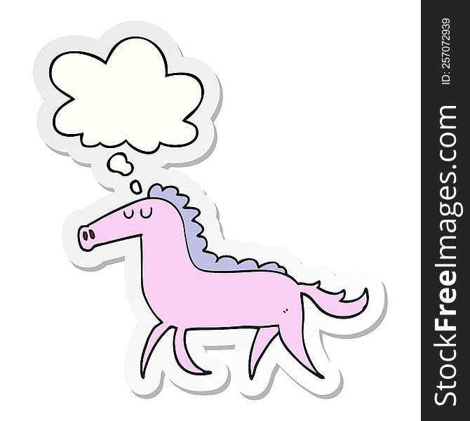 Cartoon Horse And Thought Bubble As A Printed Sticker