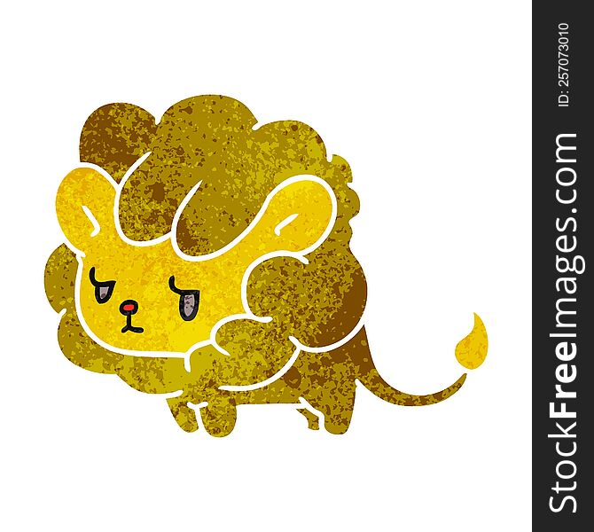 retro cartoon illustration kawaii cute lion cub. retro cartoon illustration kawaii cute lion cub