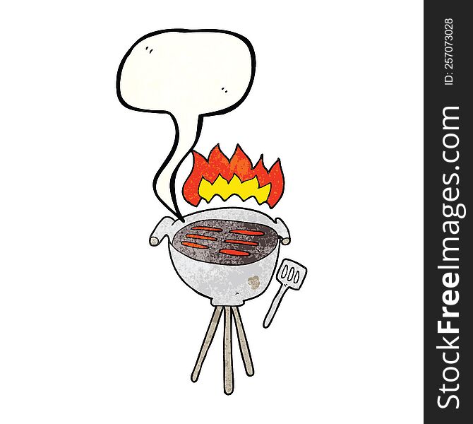freehand speech bubble textured cartoon barbecue