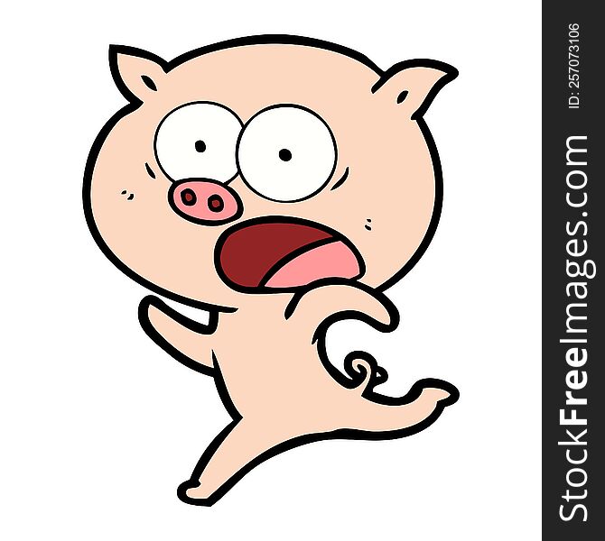 cartoon pig running. cartoon pig running