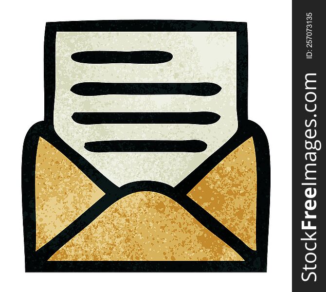 Retro Grunge Texture Cartoon Letter And Envelope