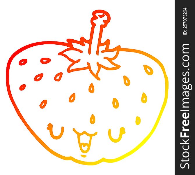 Warm Gradient Line Drawing Cartoon Strawberry