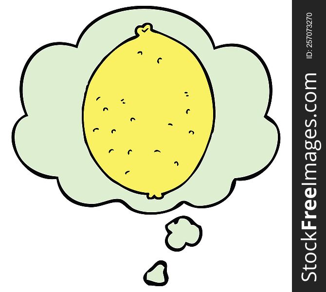 cartoon lemon with thought bubble. cartoon lemon with thought bubble