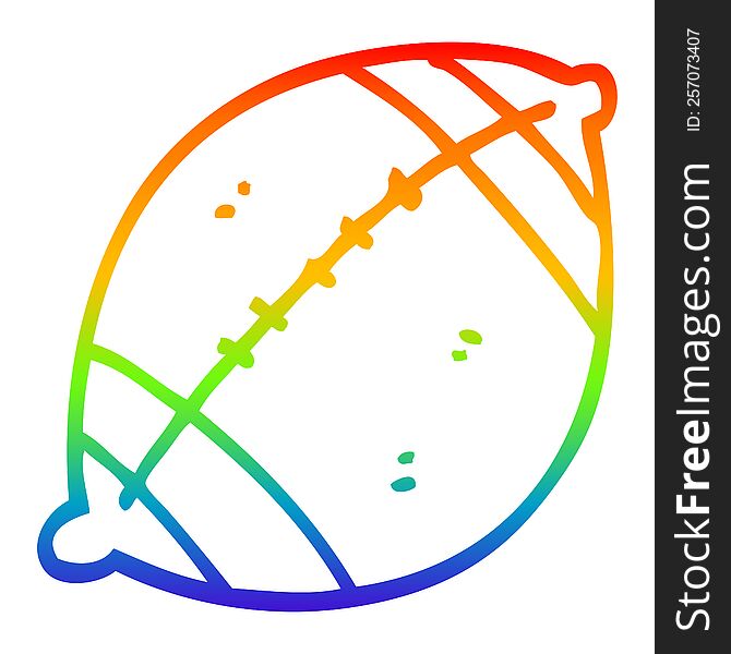 Rainbow Gradient Line Drawing Cartoon Football