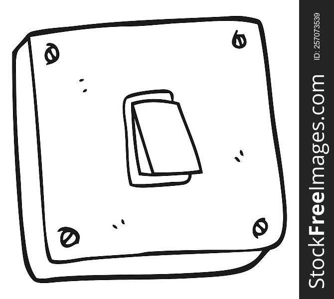 freehand drawn black and white cartoon light switch