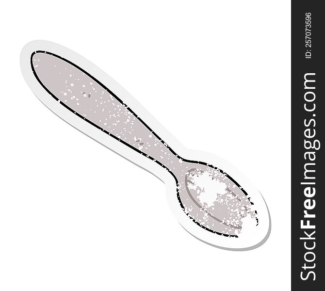 Distressed Sticker Of A Quirky Hand Drawn Cartoon Spoon