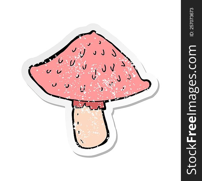 Retro Distressed Sticker Of A Cartoon Wild Mushroom