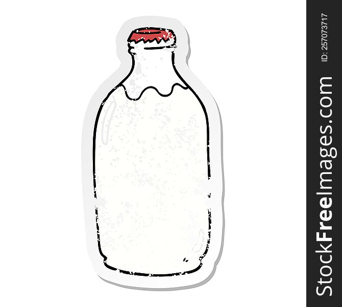 Distressed Sticker Of A Cartoon Milk Bottle