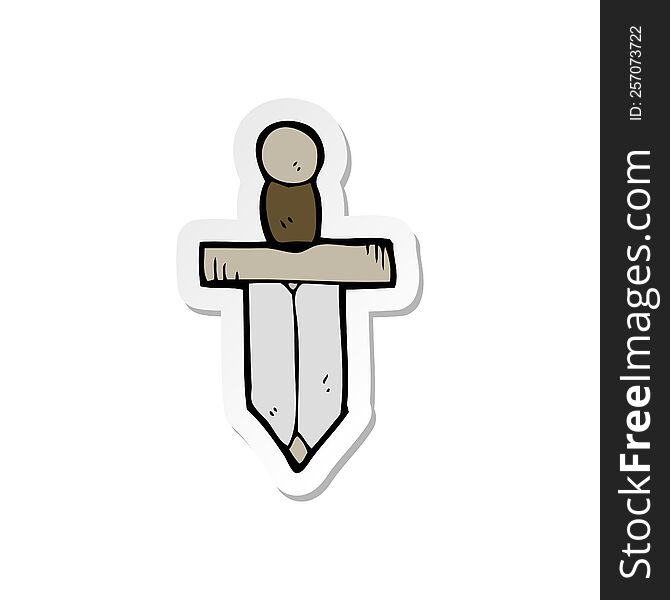 Sticker Of A Cartoon Dagger