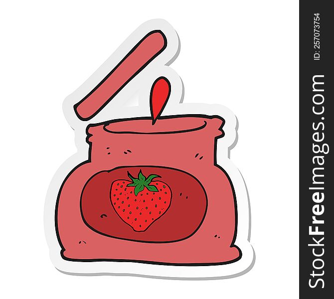 sticker of a cartoon popping jar of jam
