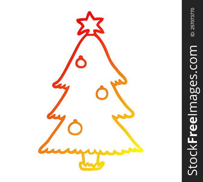 warm gradient line drawing of a christmas tree
