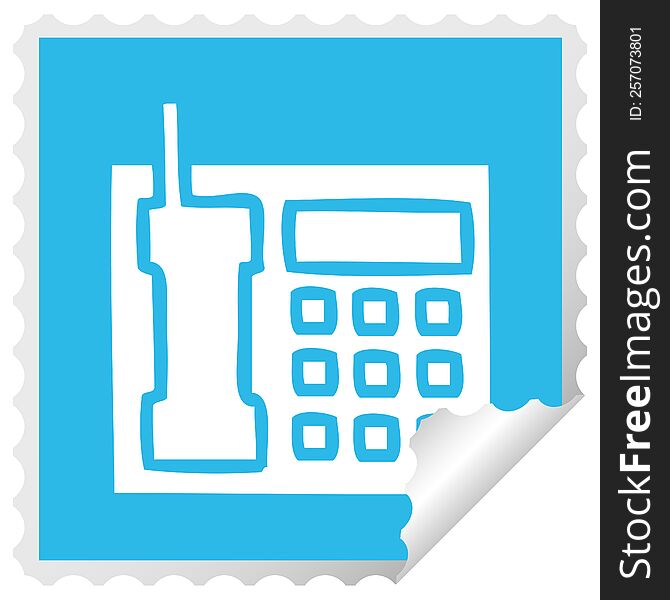 square peeling sticker cartoon of a telephone