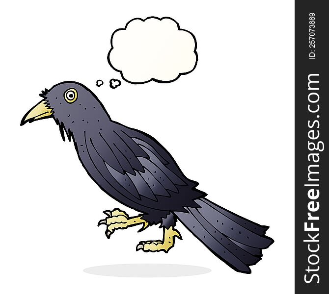 Cartoon Crow With Thought Bubble