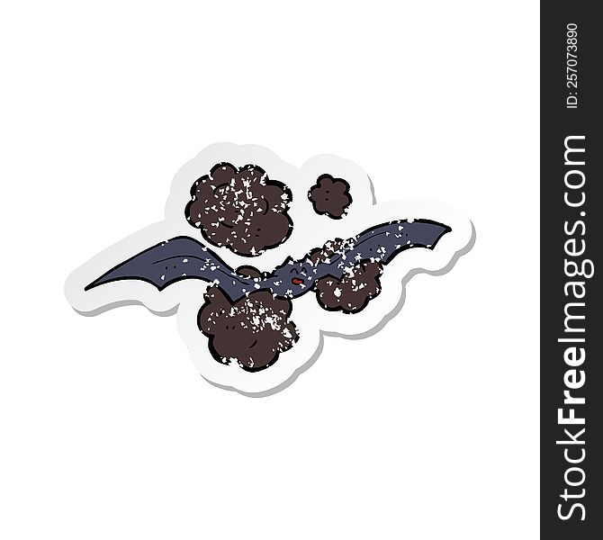 Retro Distressed Sticker Of A Cartoon Bat