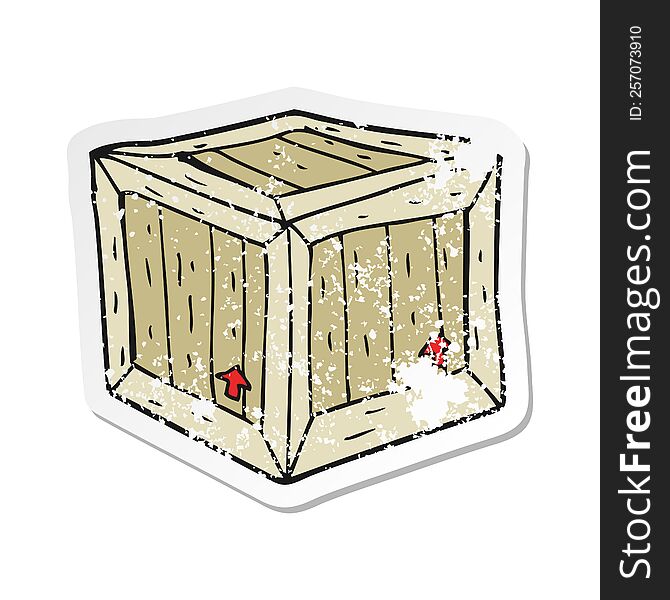 Retro Distressed Sticker Of A Cartoon Box